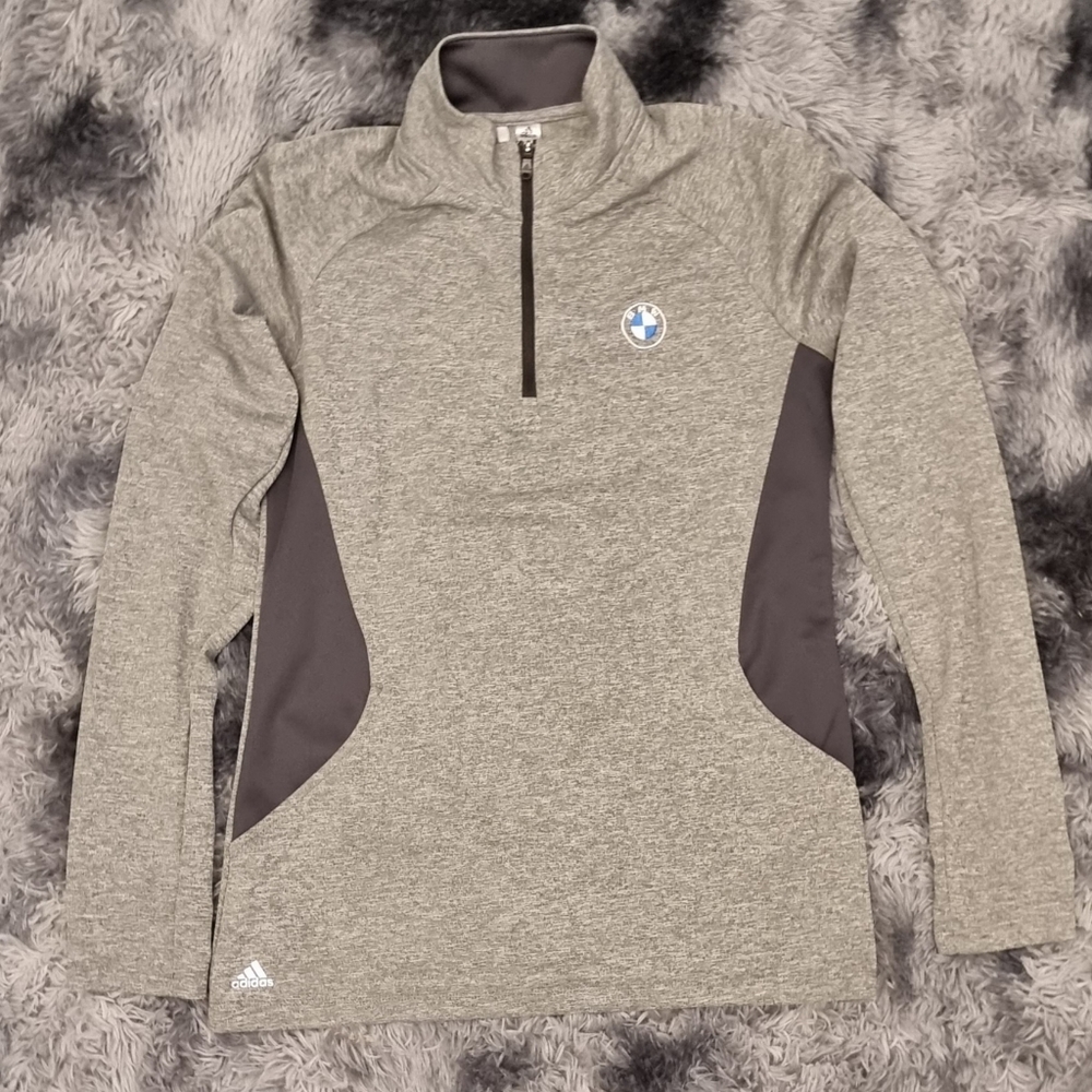 Adidas BMW Grey 1/4 Zip Pullover Long Sleeve Jacket Men’s S